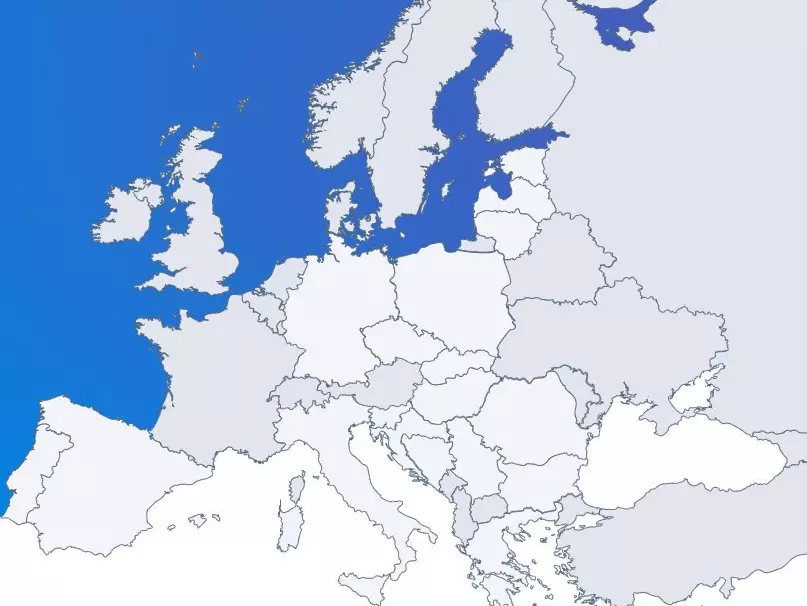 Map of Europe showing country borders where Pepco operates, with white landmass against blue water background.